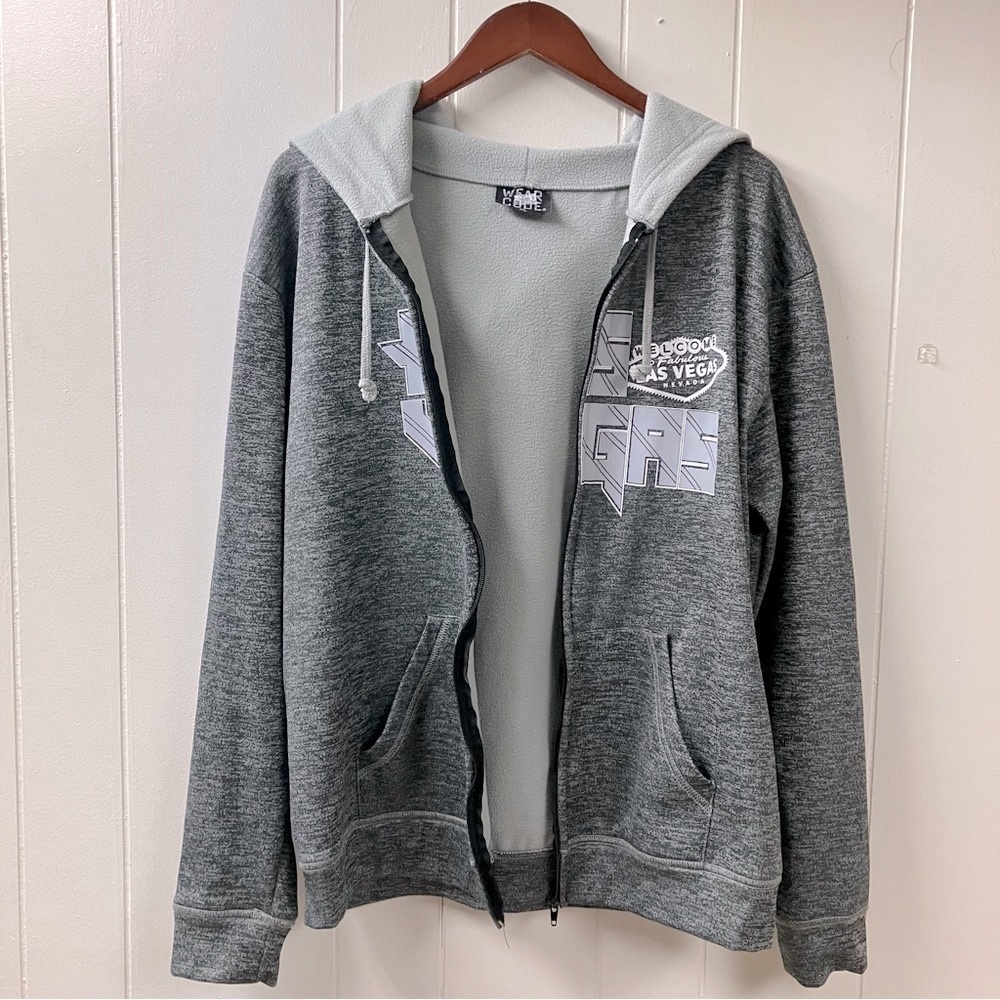 WELCOME to LAS VEGAS Graphic Sweatshirt Zip Hoodie Mens SIZE XL Gray Wear Code - Picture 3 of 11